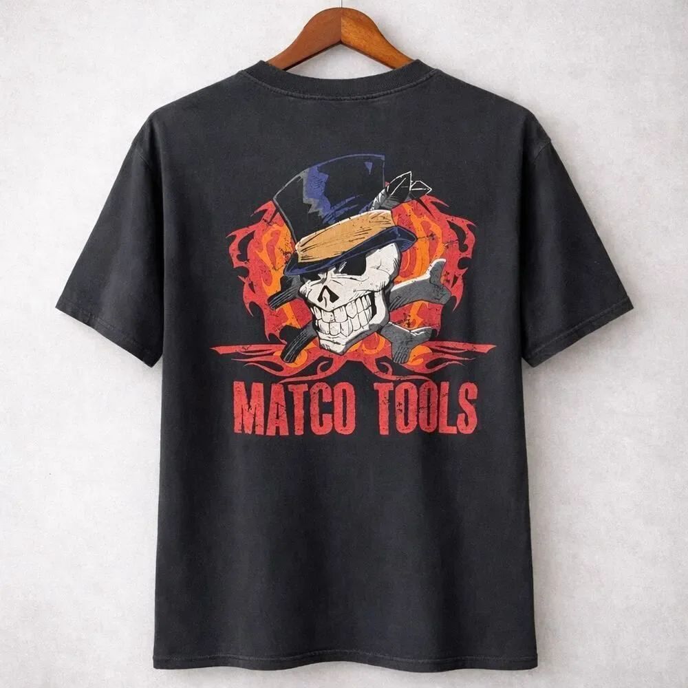 Vintage Gildan Matco Tools Skeleton Ghoul Black Short Sleeve Shirt T-Shirt XL